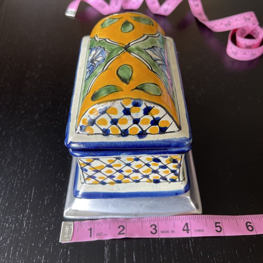 Talavera Pottery Large Box with Lid Mexico Chest Signed Silva - Picture 11 of 11